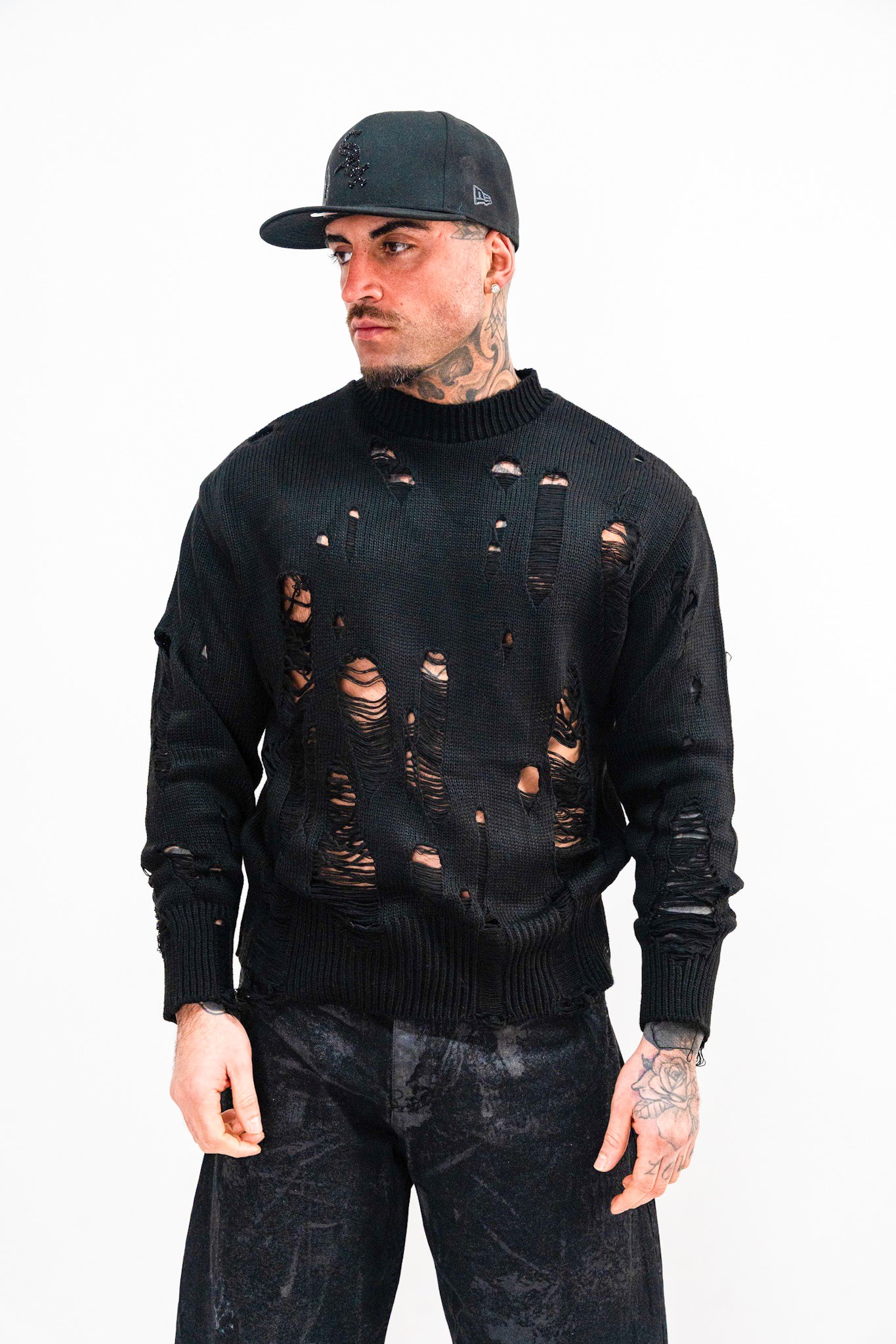 Maglione Destroyed Nero