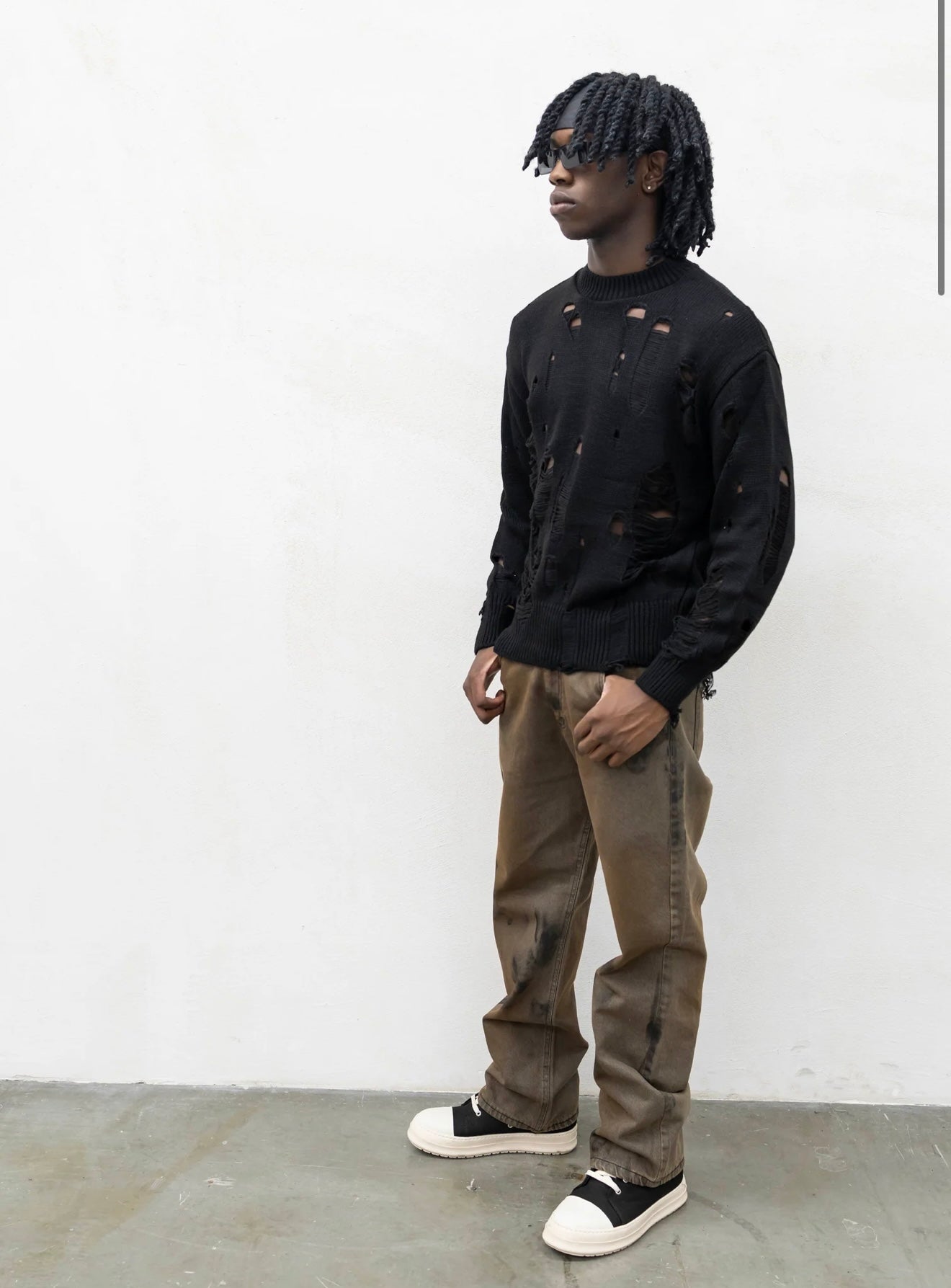 Maglione Destroyed Nero - High Drip Studios