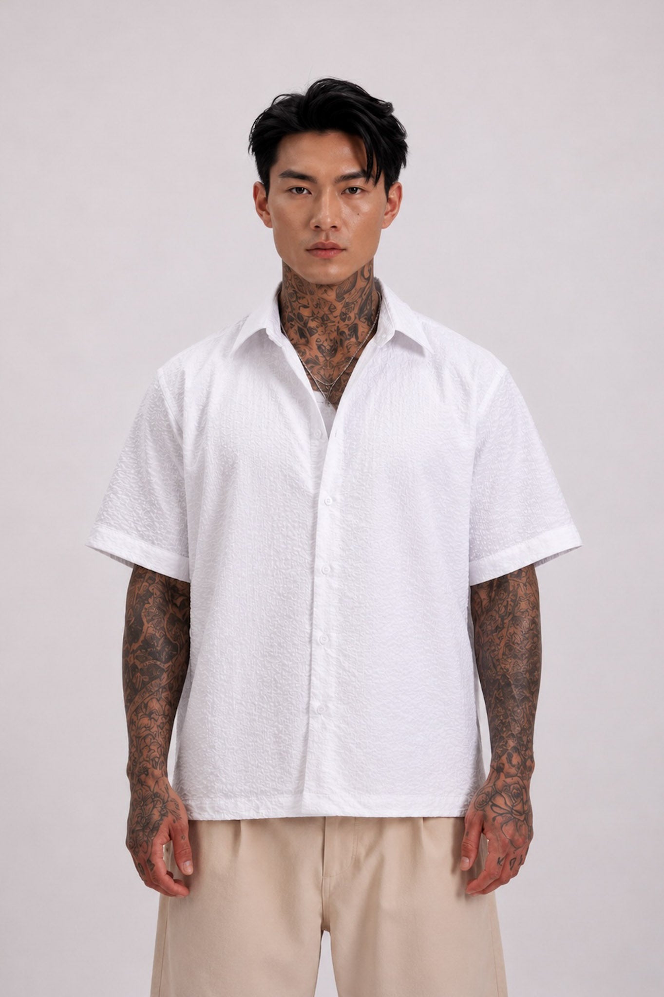 Crop Sartoriale Bianca Dot