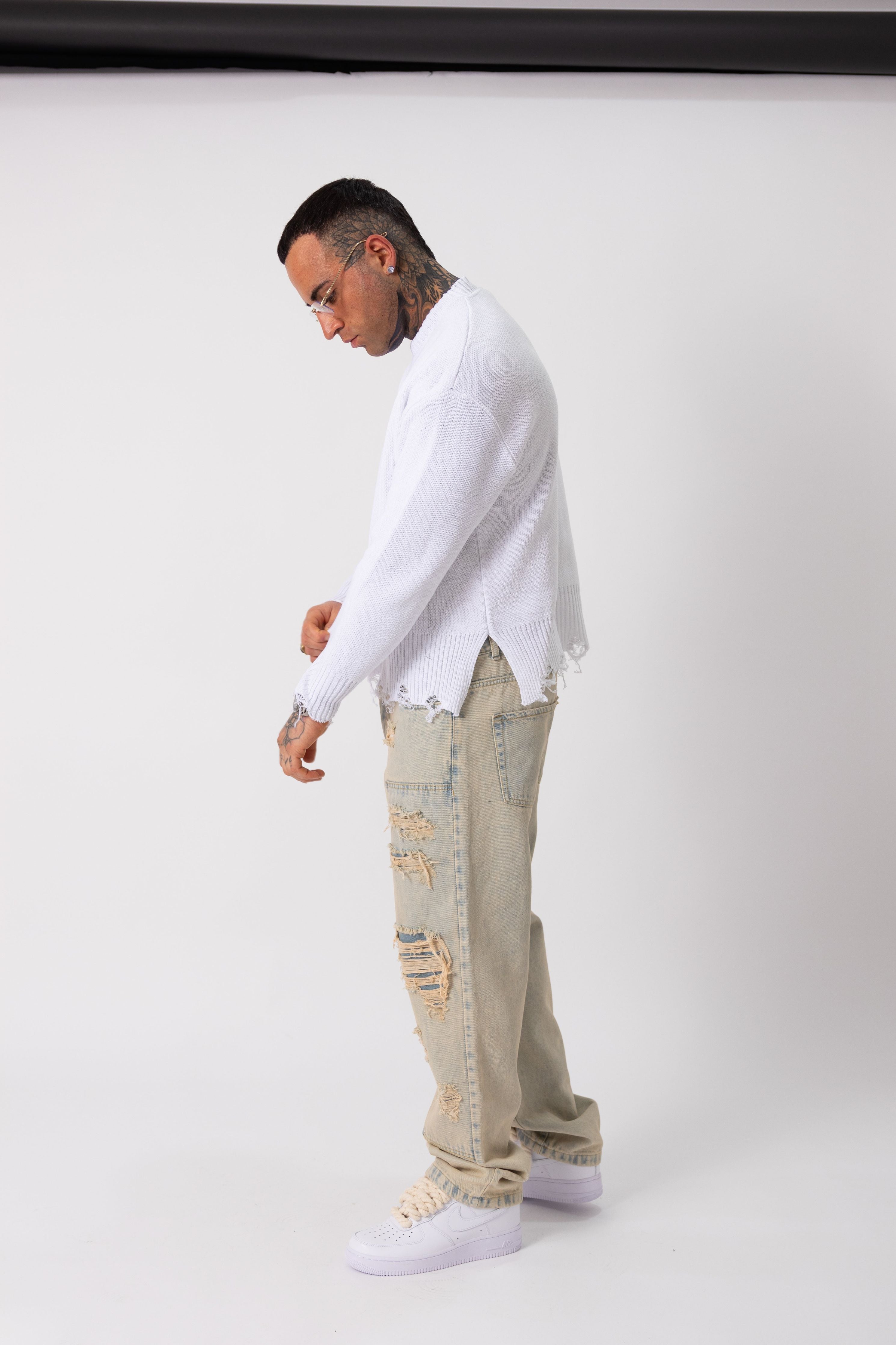 Maglione Broken Bianco - High Drip Studios