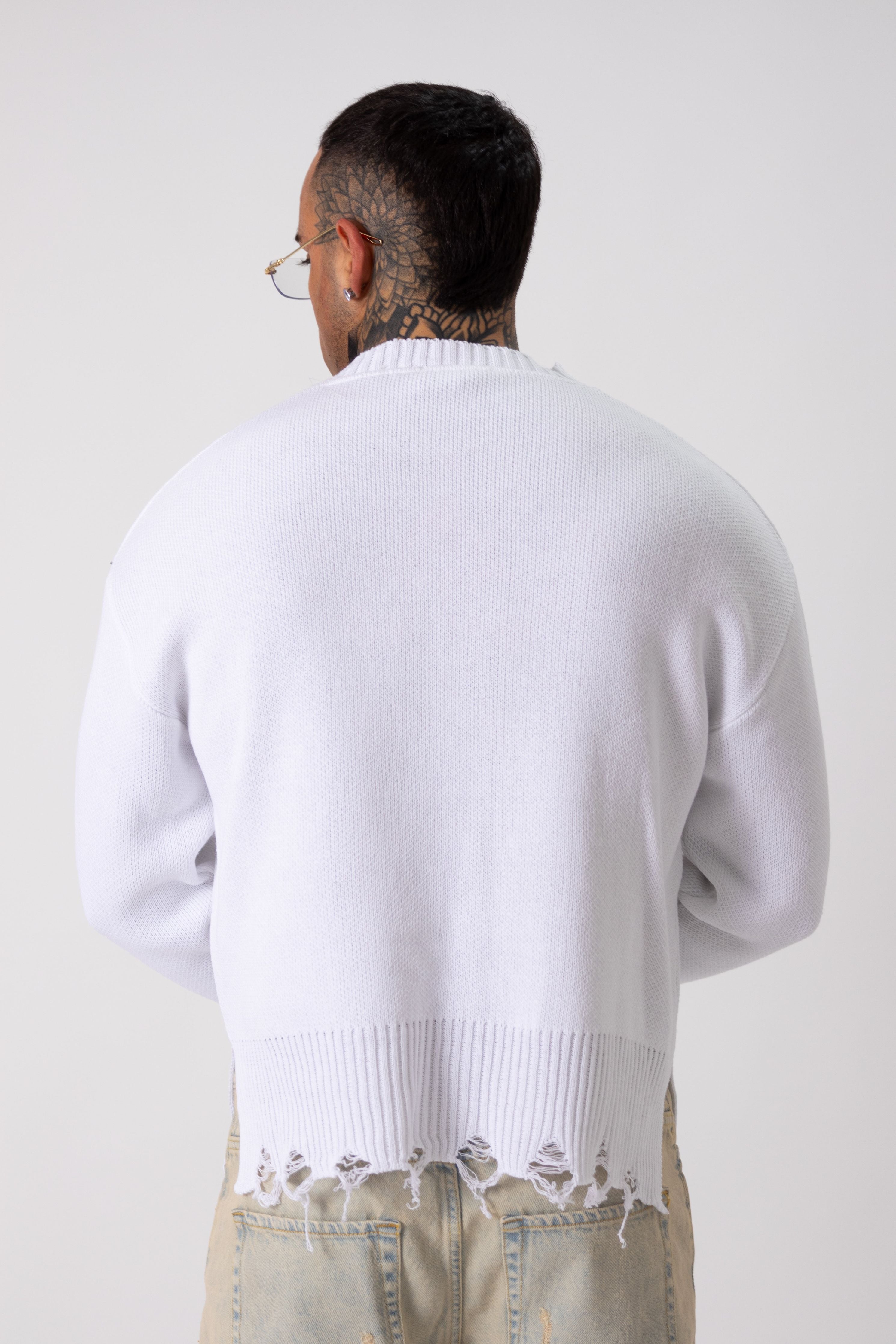 Maglione Broken Bianco - High Drip Studios