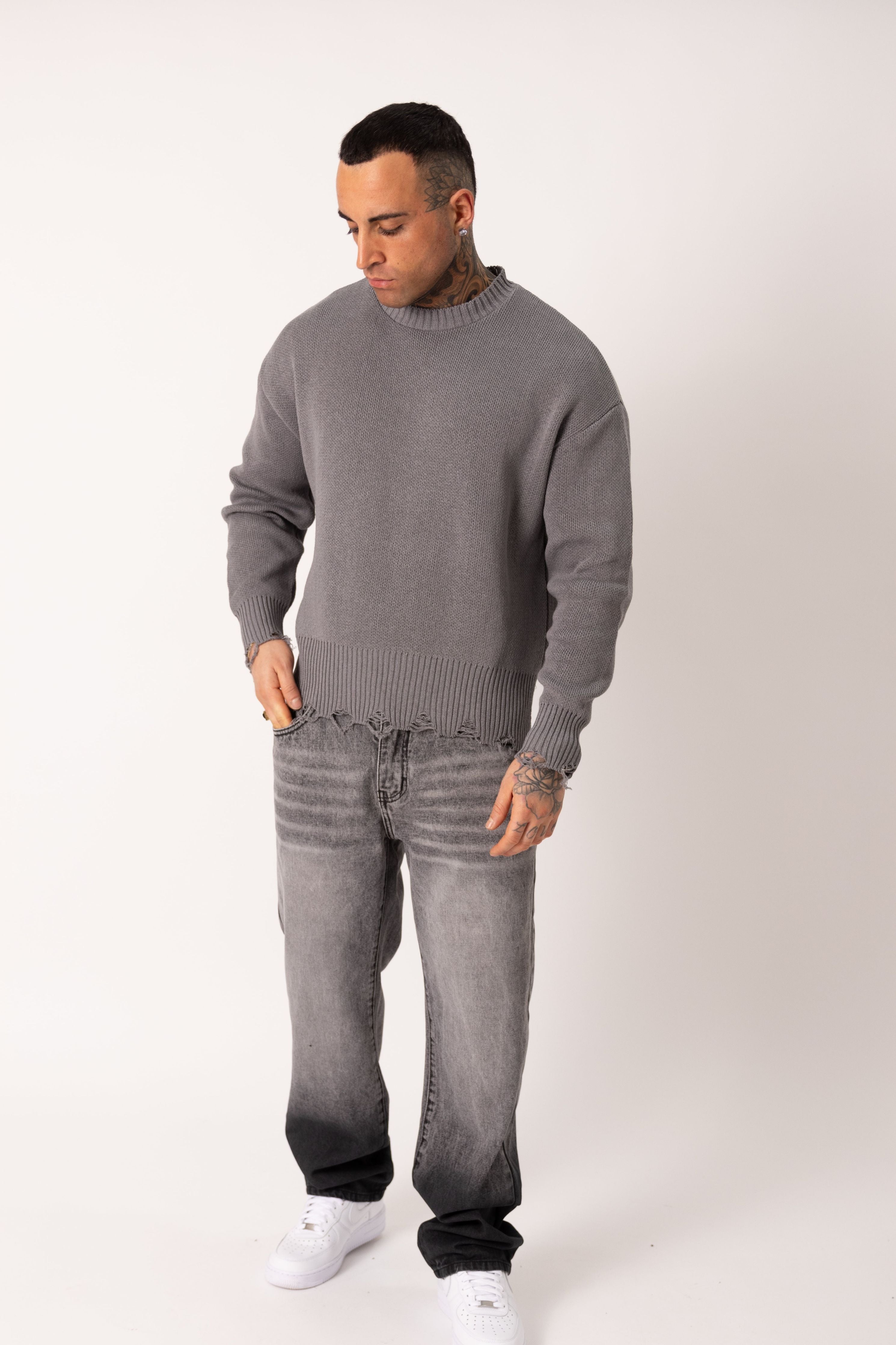 Maglione Broken Grigio - High Drip Studios