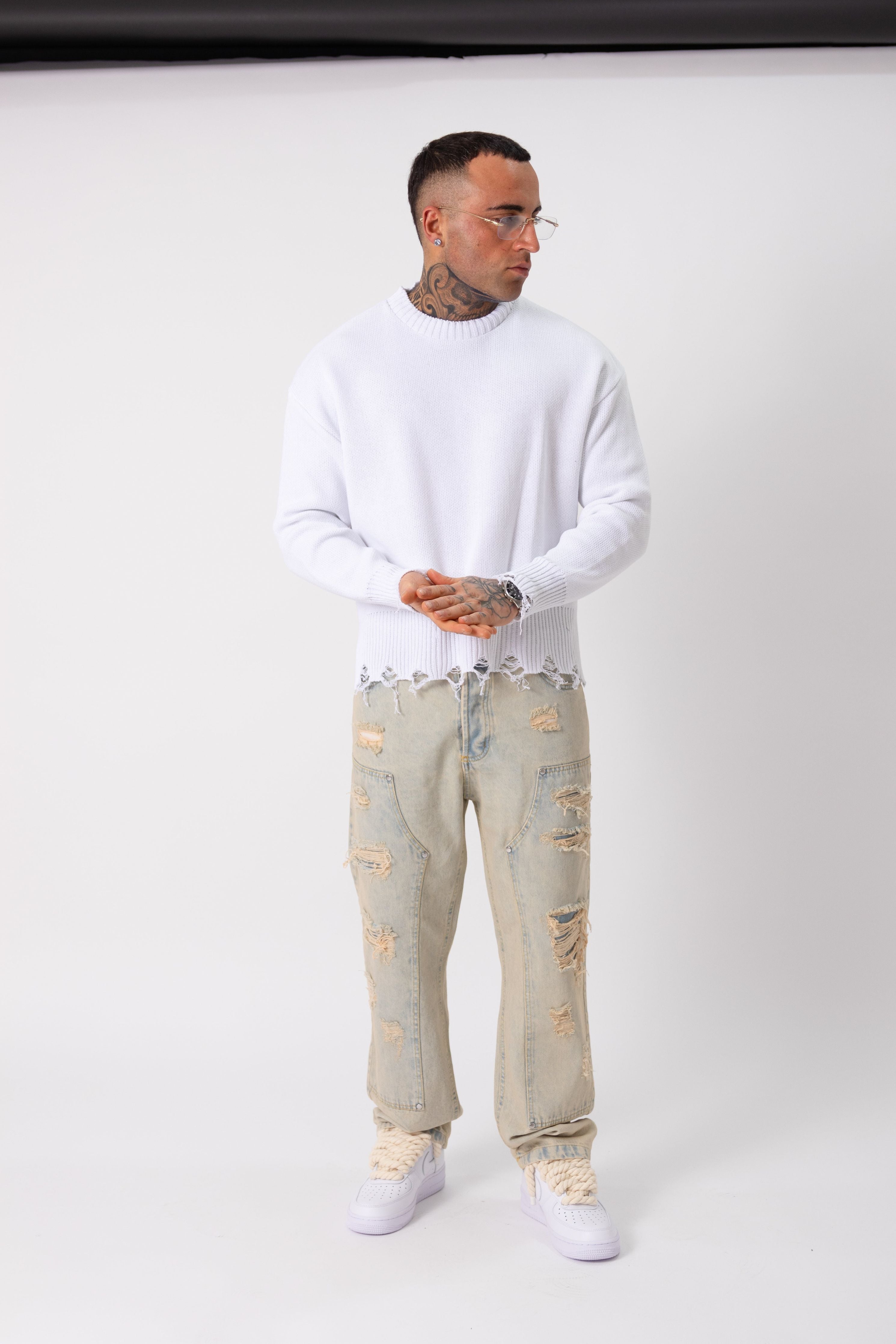 Maglione Broken Bianco - High Drip Studios