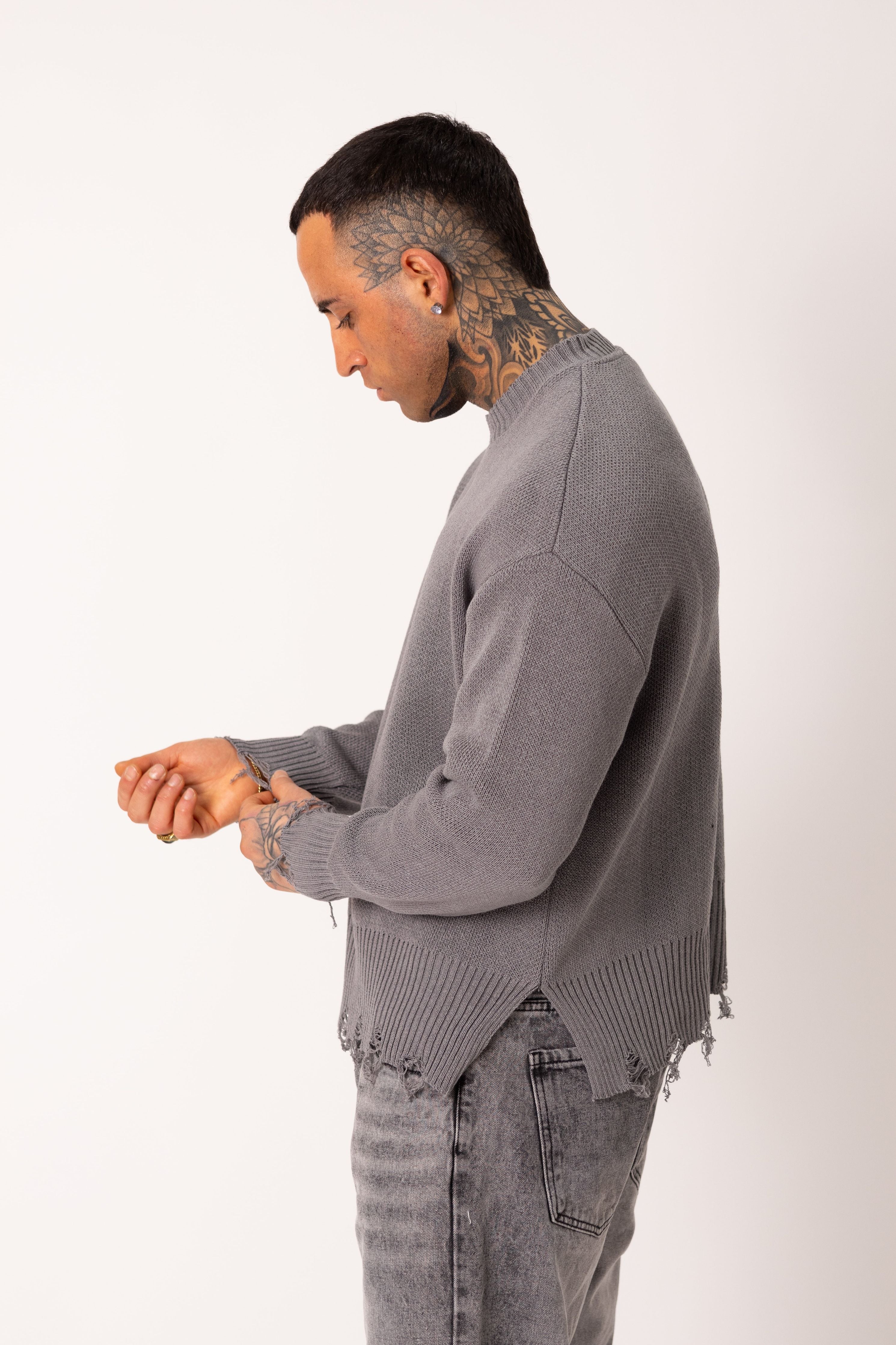 Maglione Broken Grigio - High Drip Studios